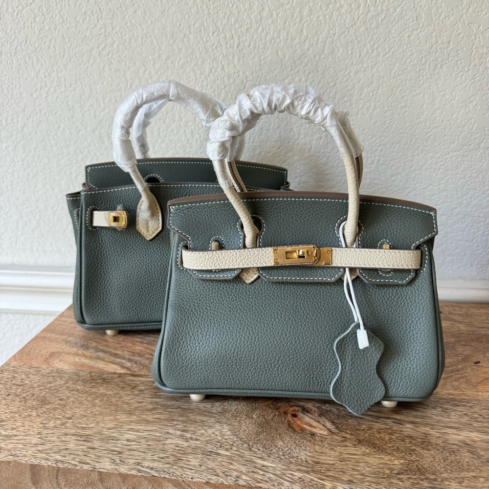 Mini Sage Green Colorblock 20 Lock Key BK Structured Satchel Bag Crossbody S13